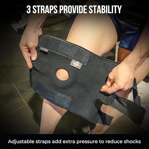 Comfy Fit neoprene Knee Support For Men & Women | Gym Squats Knee Belt/cap | Adjustable Compression Knee Support Braces For Knee Pain, Arthritis, Joint Pain Relief, Meniscus Tear - Black (Pack of 2)