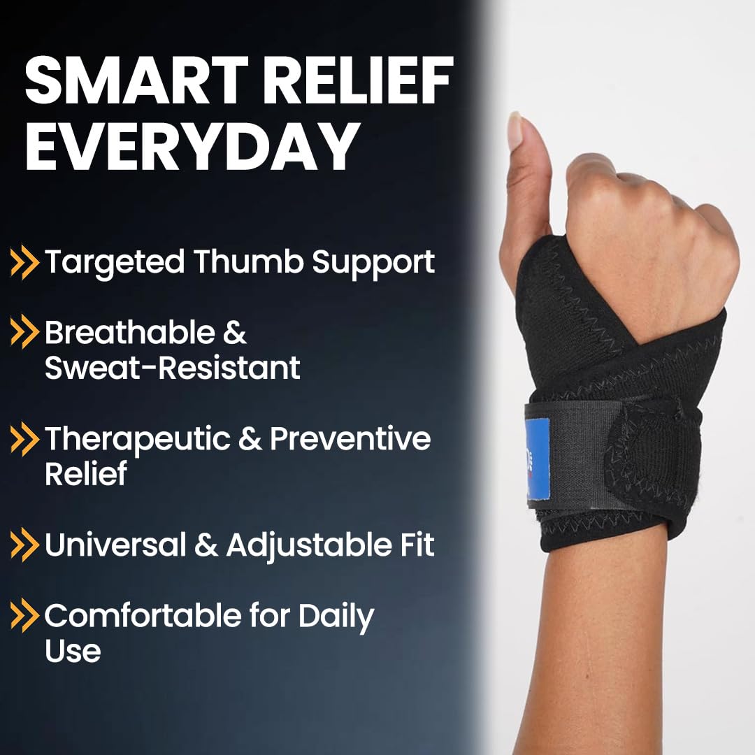 Thumb Support Brace (Black, Universal Size) – Premium Neoprene Drytex Mix | Pain Relief for Arthritis, Sprain, Strain & Thumb Injuries | Compression Wrist Support