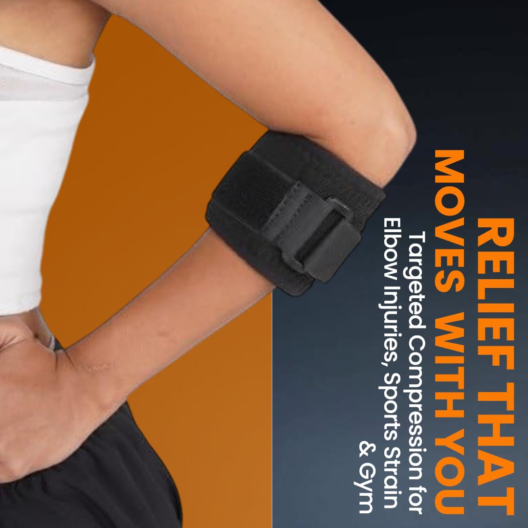 Tennis Elbow Support Brace (Black, Universal Size) – Premium Neoprene Drytex Mix | Pain Relief Strap for Elbow Tendonitis, Golfer’s Elbow, Sports Injury & Gym Support