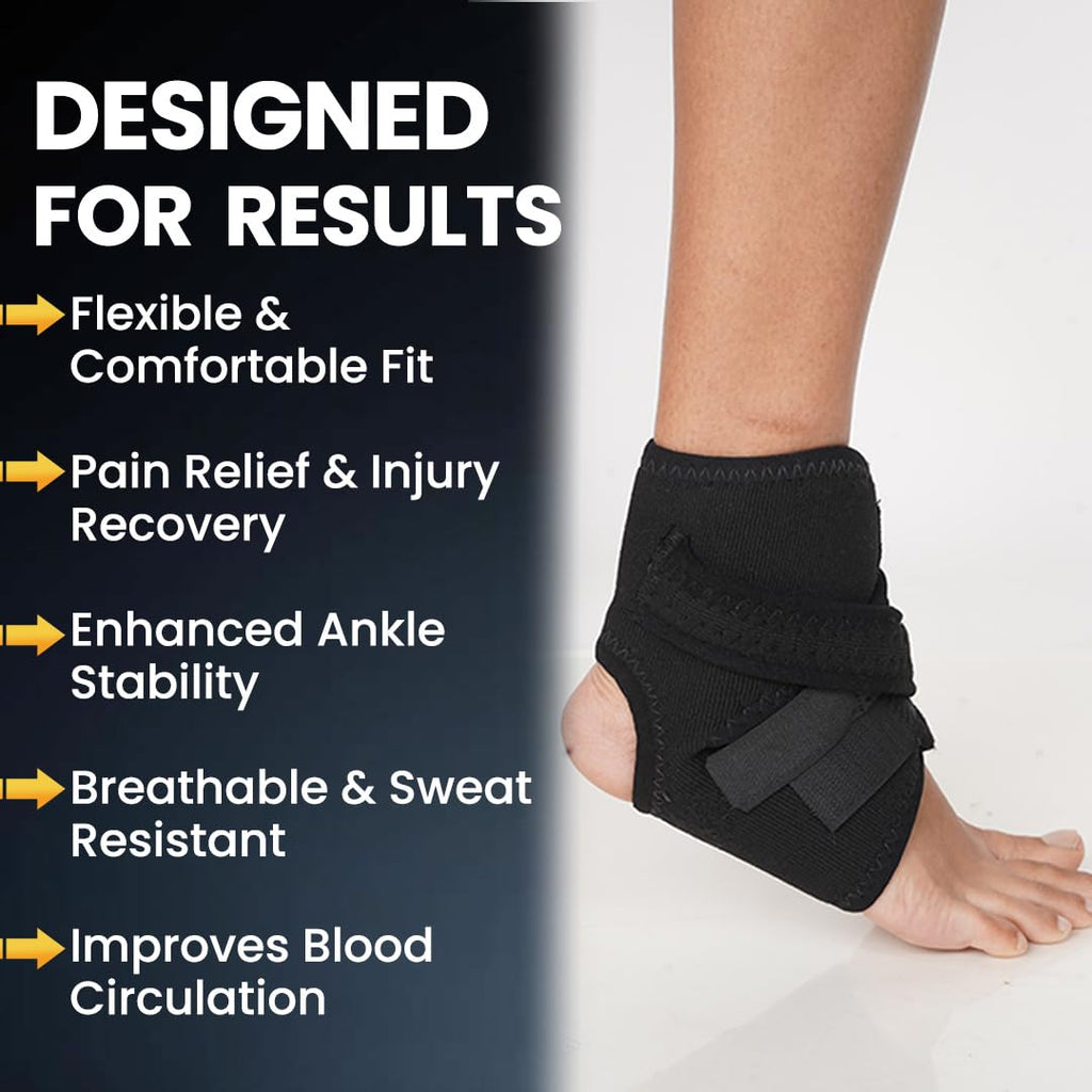 Ankle Support Brace – Universal Size, Black | Compression Sleeve for Ankle Pain, Sprain, Injury Recovery & Sports | Breathable Drytex Material
