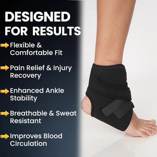 Ankle Support Brace – Universal Size, Black | Compression Sleeve for Ankle Pain, Sprain, Injury Recovery & Sports | Breathable Drytex Material