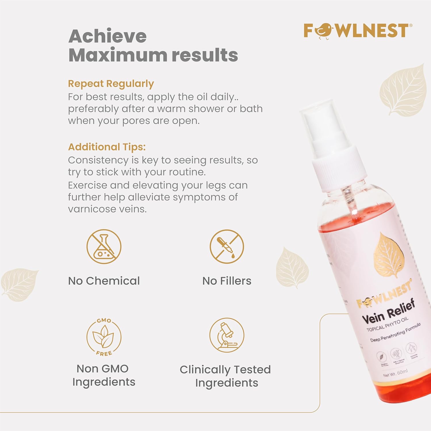 Fowlnest Neurapan Flex Cryotherapy Phyto Oil | Peripheral Neuropathy & Nerve Health | Deep Penetration & Cooling Formula for Pain, Cramps & Swelling Relief | 60ml