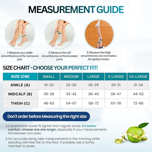 PLUS Cotton Thigh Length Medical Compression Stockings – Class II (23–32 mmHg) for Varicose Veins & Leg Swelling | Unisex