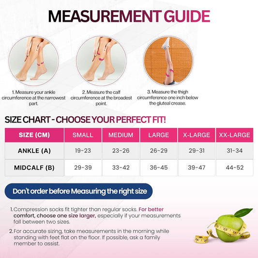 PLUS Medical Compression Stockings – Class II (23–32 mmHg) Knee Length for Varicose Veins & DVT